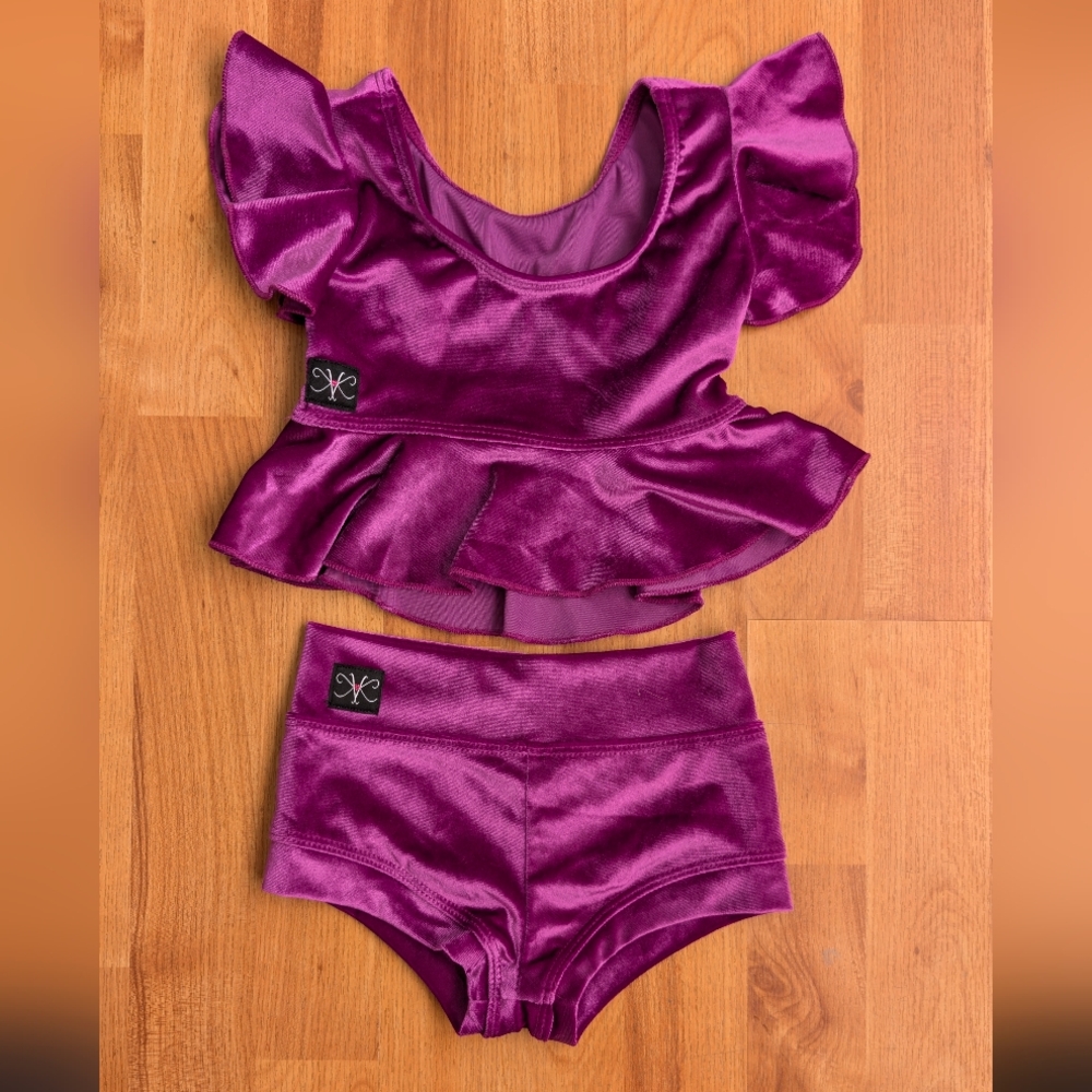 Charming Purple/Eggplant Kids Dance 2 Piece Set
